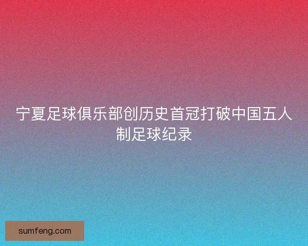宁夏足球俱乐部创历史首冠打破中国五人制足球纪录