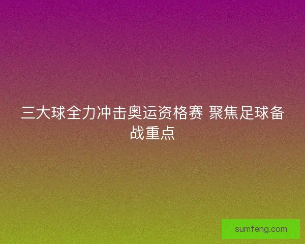 三大球全力冲击奥运资格赛 聚焦足球备战重点