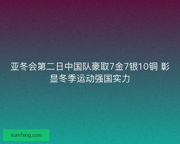 亚冬会第二日中国队豪取7金7银10铜 彰显冬季运动强国实力