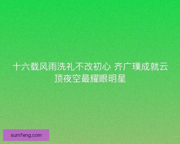 十六载风雨洗礼不改初心 齐广璞成就云顶夜空最耀眼明星