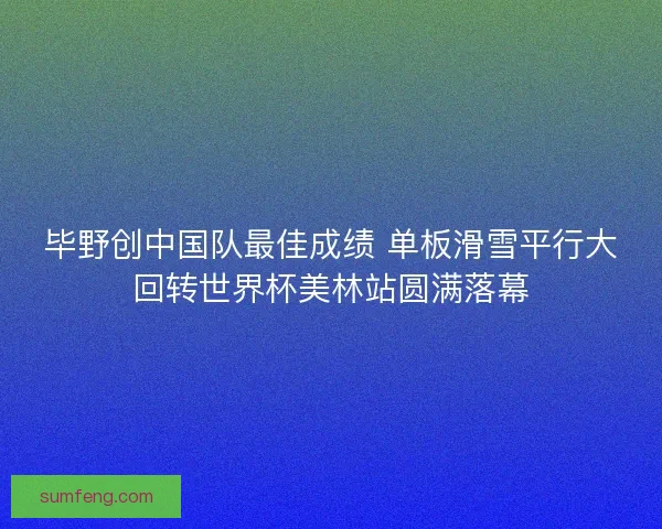 毕野创中国队最佳成绩 单板滑雪平行大回转世界杯美林站圆满落幕